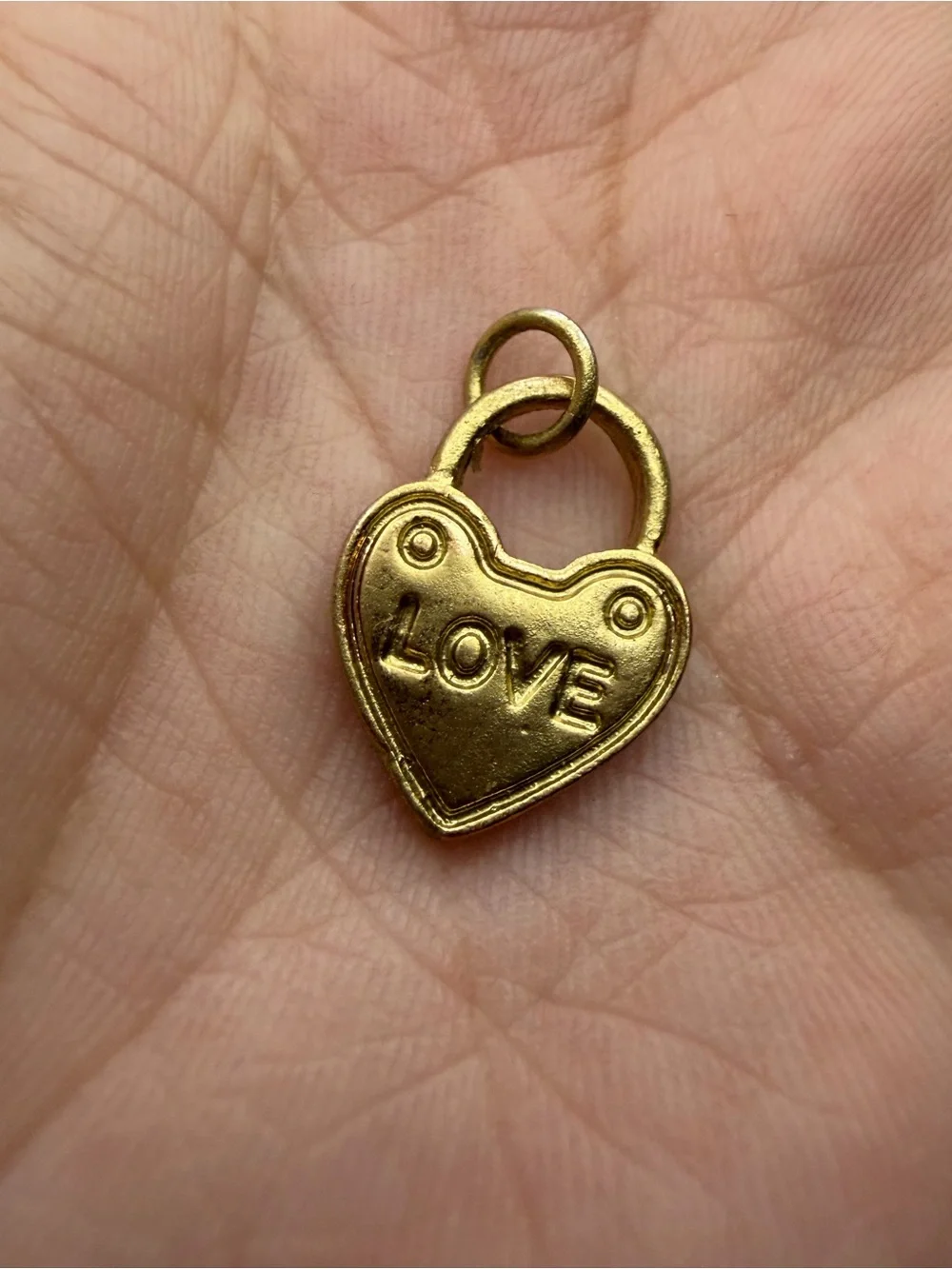 Gold Heart 'LOVE' Padlock Charm